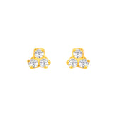 22k Yellow Gold Cubic Zirconia Clover Stud Earrings with gold weight of 1.042g